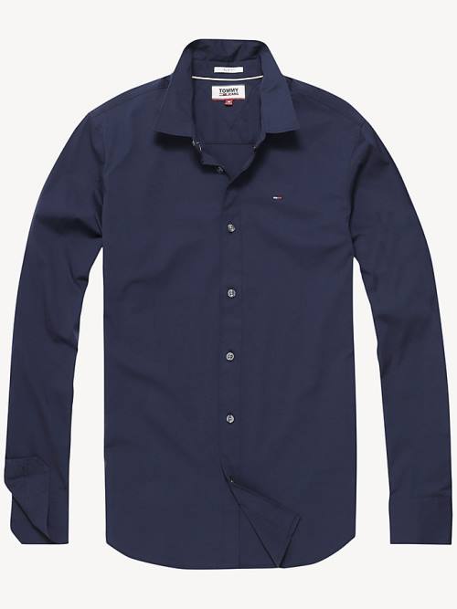 Blue Tommy Hilfiger Stretch Slim Fit Men\'s Shirts | TH219EVW