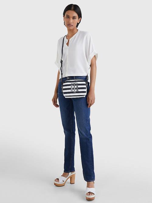 Blue Tommy Hilfiger Stripe Crossover Women's Bags | TH298ZNF