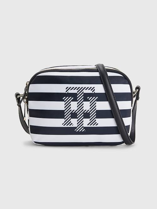 Blue Tommy Hilfiger Stripe Crossover Women\'s Bags | TH298ZNF