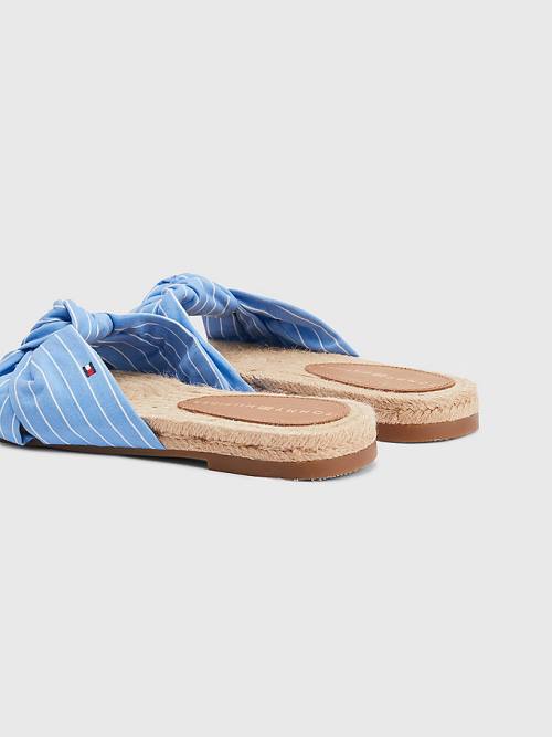 Blue Tommy Hilfiger Stripe Espadrille Flat Women's Sandals | TH357HVD