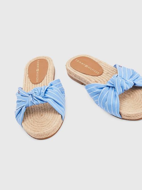 Blue Tommy Hilfiger Stripe Espadrille Flat Women's Sandals | TH357HVD