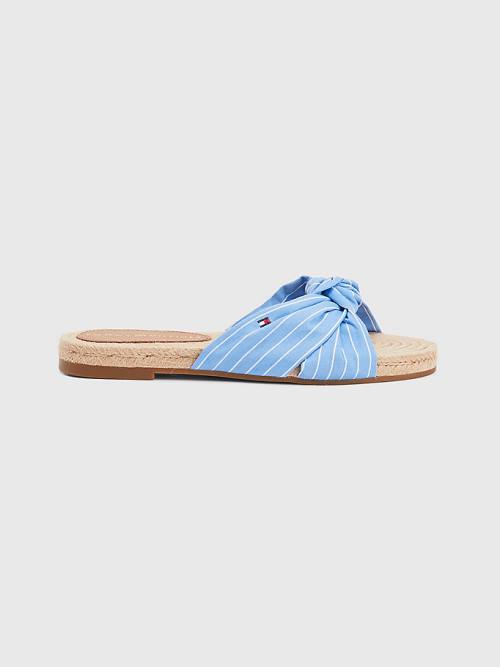 Blue Tommy Hilfiger Stripe Espadrille Flat Women's Sandals | TH357HVD