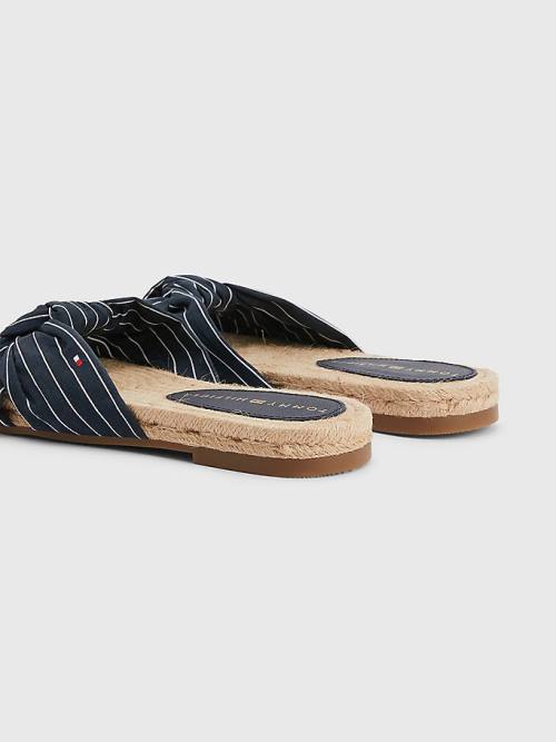 Blue Tommy Hilfiger Stripe Espadrille Flat Women's Sandals | TH683JLX