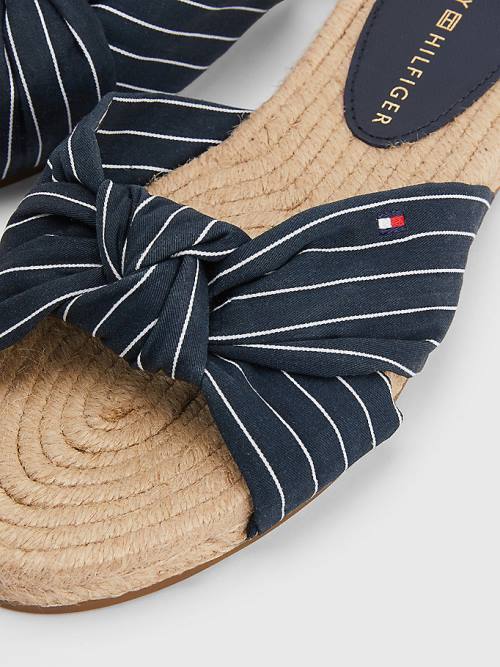 Blue Tommy Hilfiger Stripe Espadrille Flat Women's Sandals | TH683JLX