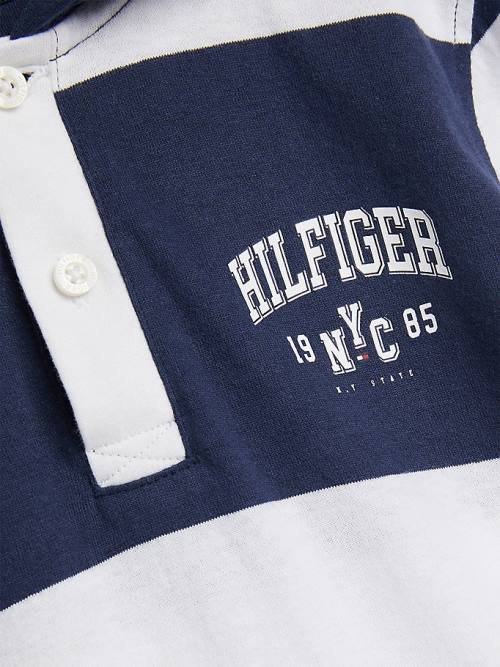 Blue Tommy Hilfiger Stripe Hooded Long-Sleeve Polo Boys' T Shirts | TH954UQH