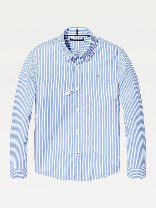 Blue Tommy Hilfiger Stripe Oxford Boys\' Shirts | TH165ZDH