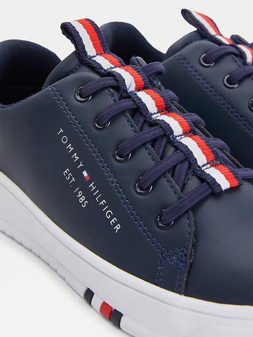 Blue Tommy Hilfiger Stripe Webbing Low-Top Boys' Sneakers | TH406GDX