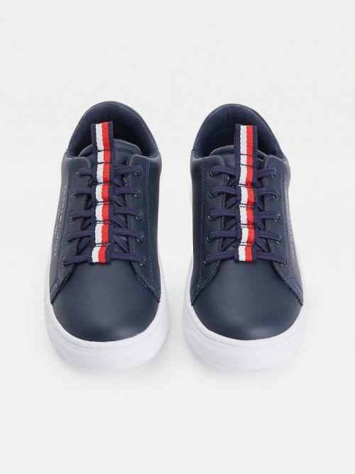 Blue Tommy Hilfiger Stripe Webbing Low-Top Boys' Sneakers | TH406GDX