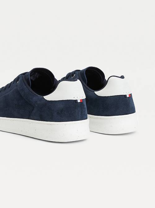 Blue Tommy Hilfiger Suede Cupsole Men's Sneakers | TH714AFN