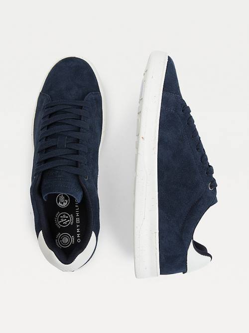 Blue Tommy Hilfiger Suede Cupsole Men's Sneakers | TH714AFN