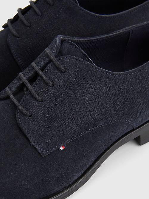 Blue Tommy Hilfiger Suede Derby Men's Formal Shoes | TH743TDH