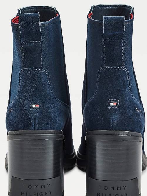 Blue Tommy Hilfiger Suede High Heel Chelsea Women's Boots | TH649VCN