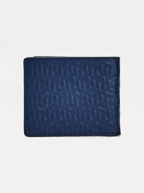 Blue Tommy Hilfiger TH Business Monogram Small Card Men's Wallets | TH062UVB