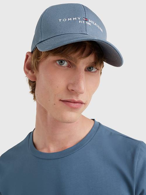 Blue Tommy Hilfiger TH Established Baseball Cap Men's Hats | TH948IDW