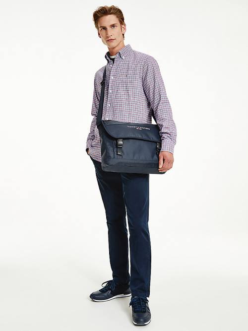 Blue Tommy Hilfiger TH Established Messenger Men's Bags | TH246XTA