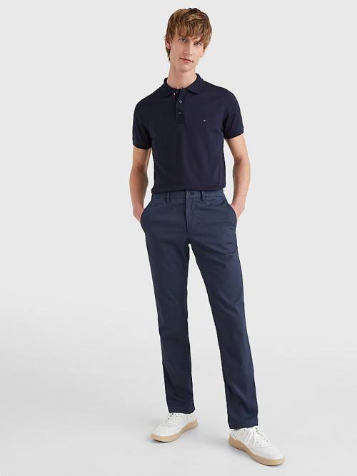 Blue Tommy Hilfiger TH Flex Bubble Weave Slim Men's Polo Shirts | TH398QFM