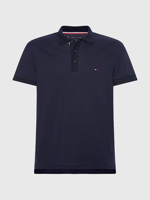 Blue Tommy Hilfiger TH Flex Bubble Weave Slim Men's Polo Shirts | TH398QFM