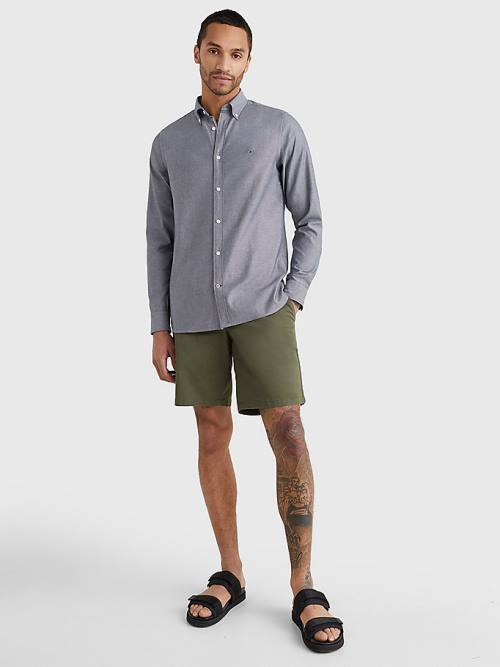 Blue Tommy Hilfiger TH Flex Dobby Slim Fit Men's Shirts | TH593DHW