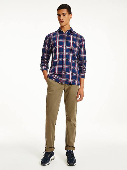 Blue Tommy Hilfiger TH Flex Plaid Regular Fit Men's Shirts | TH718TCH