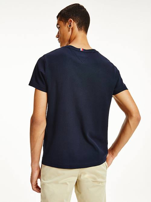 Blue Tommy Hilfiger TH Flex Signature Detailing Men's T Shirts | TH052FBK