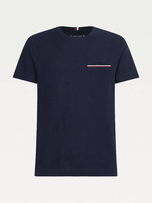 Blue Tommy Hilfiger TH Flex Signature Detailing Men's T Shirts | TH052FBK