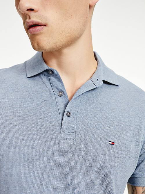 Blue Tommy Hilfiger TH Flex Slim Fit Men's Polo Shirts | TH217PMI