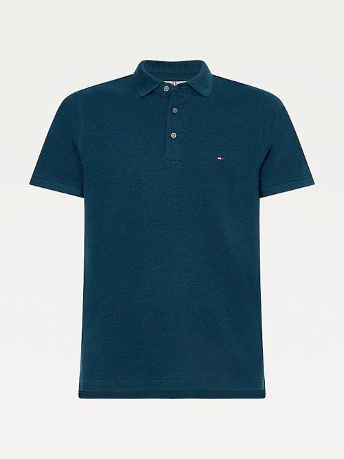 Blue Tommy Hilfiger TH Flex Slim Fit Men's Polo Shirts | TH316FGB