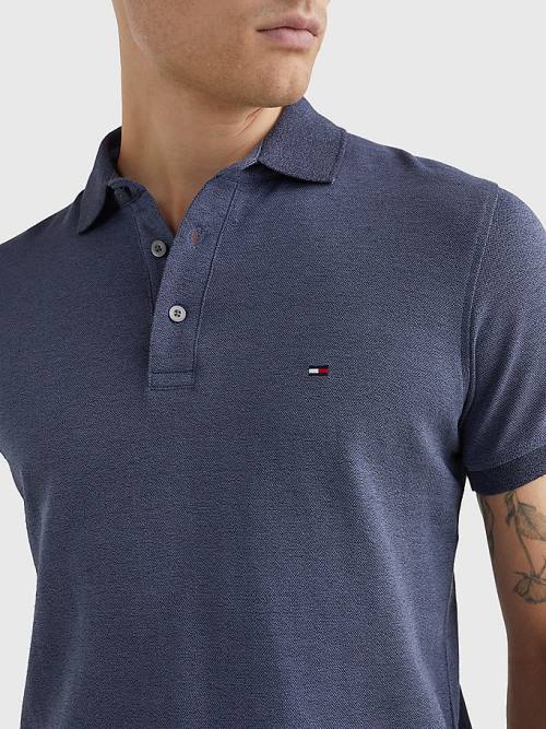 Blue Tommy Hilfiger TH Flex Slim Fit Men's Polo Shirts | TH674HIX