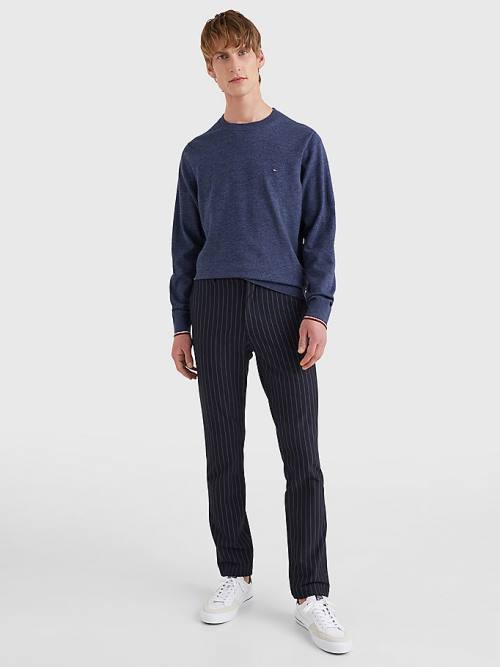 Blue Tommy Hilfiger TH Flex Tipped Cuffs Jumper Men's Sweaters | TH489TGC