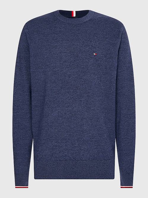 Blue Tommy Hilfiger TH Flex Tipped Cuffs Jumper Men's Sweaters | TH489TGC