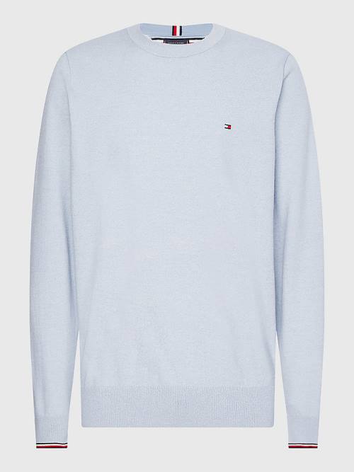 Blue Tommy Hilfiger TH Flex Tipped Cuffs Jumper Men's Sweaters | TH974AMJ