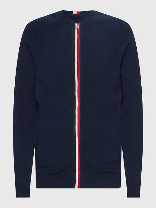 Blue Tommy Hilfiger TH Flex Zip-Thru Cardigan Men's Sweaters | TH019EKX