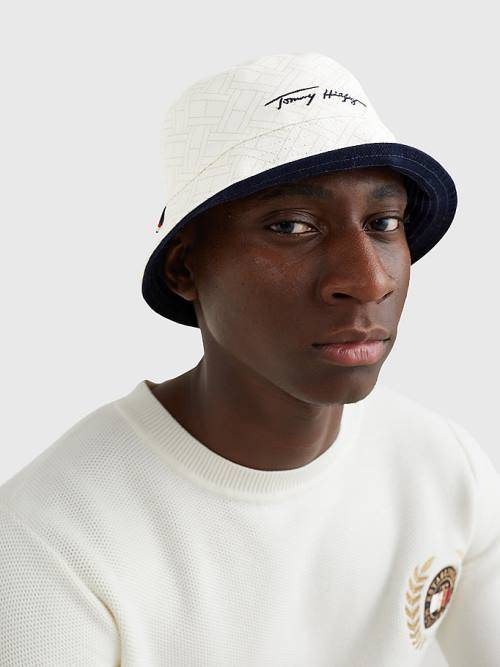 Blue Tommy Hilfiger TH Modern Reversible Bucket Men's Hats | TH408UGO