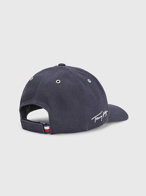 Blue Tommy Hilfiger TH Modern Signature Embroidery Cap Men's Hats | TH104PGL