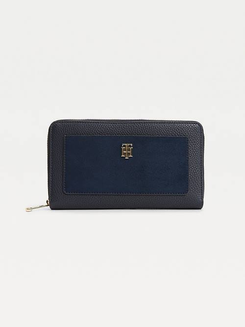 Blue Tommy Hilfiger TH Monogram Plaque Women\'s Wallets | TH458HNK