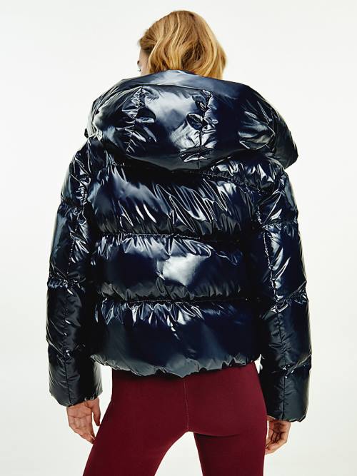 Blue Tommy Hilfiger TH Protect Glossy Down-Filled Puffer Women's Jackets | TH045ELW