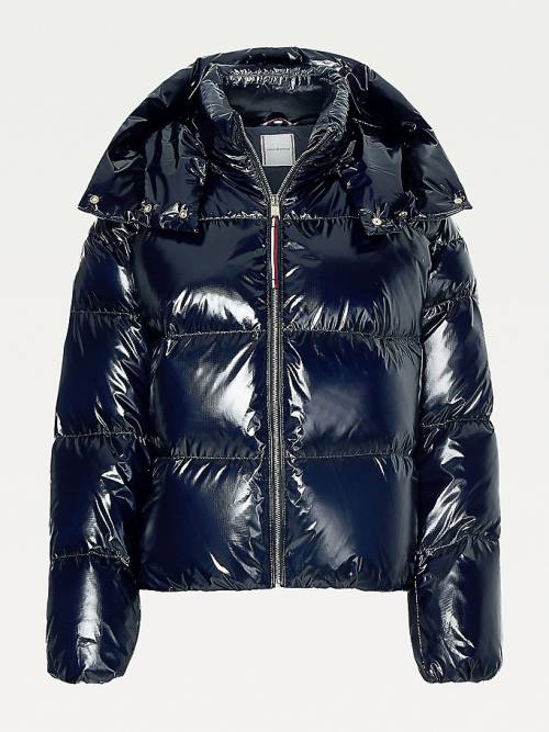 Blue Tommy Hilfiger TH Protect Glossy Down-Filled Puffer Women's Jackets | TH045ELW