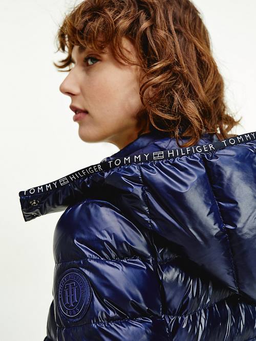 Blue Tommy Hilfiger TH Protect High-Shine Down Puffer Women's Jackets | TH690GZE