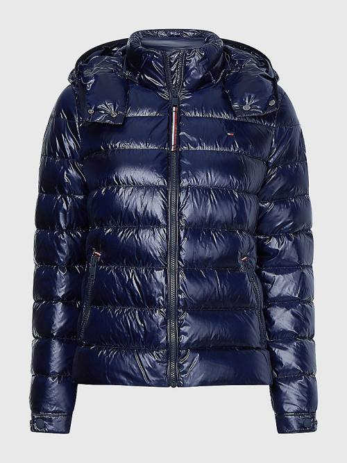 Blue Tommy Hilfiger TH Protect High-Shine Down Puffer Women's Jackets | TH690GZE