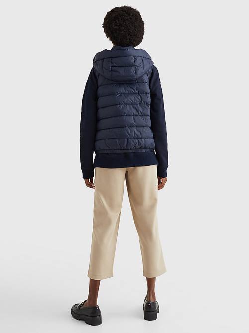 Blue Tommy Hilfiger TH Protect Hooded Padded Vest Women's Coats | TH795KQO