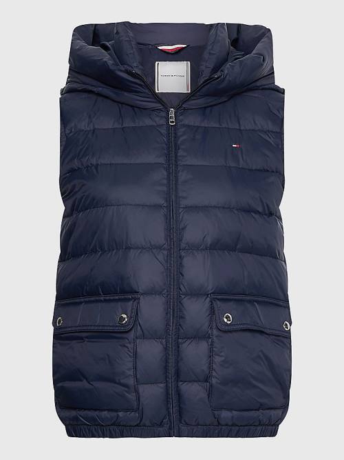 Blue Tommy Hilfiger TH Protect Hooded Padded Vest Women's Coats | TH795KQO