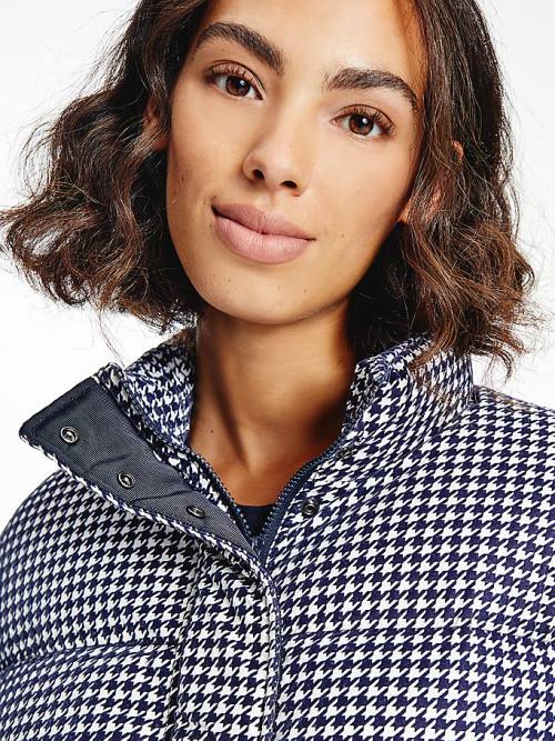 Blue Tommy Hilfiger TH Protect Houndstooth Relaxed Down Women's Jackets | TH845GAI