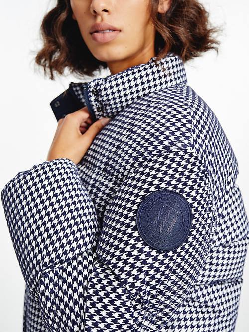 Blue Tommy Hilfiger TH Protect Houndstooth Relaxed Down Women's Jackets | TH845GAI