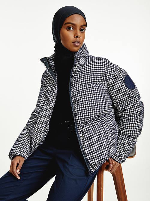 Blue Tommy Hilfiger TH Protect Houndstooth Relaxed Down Women's Jackets | TH845GAI