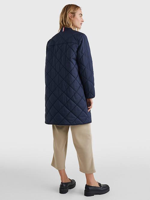 Blue Tommy Hilfiger TH Protect Longline Quilted Bomber Coat Women's Jackets | TH341NMQ