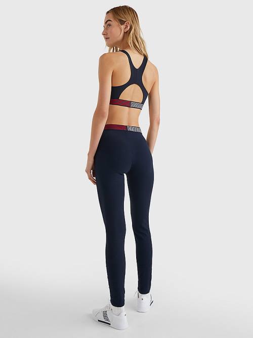 Blue Tommy Hilfiger TH Stretch Logo Waistband Full Length Women's Leggings | TH435PDA