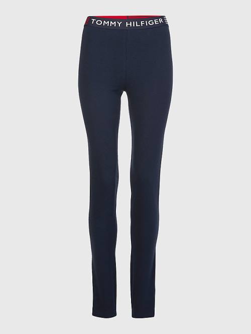 Blue Tommy Hilfiger TH Stretch Logo Waistband Full Length Women's Leggings | TH435PDA