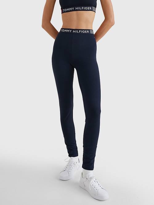 Blue Tommy Hilfiger TH Stretch Logo Waistband Full Length Women\'s Leggings | TH435PDA