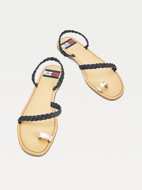 Blue Tommy Hilfiger TOMMYXINDYA Denim Braid Men's Sandals | TH210WUL