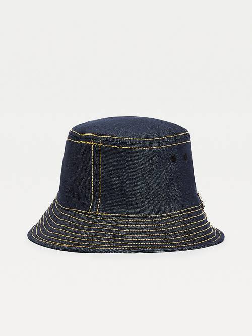 Blue Tommy Hilfiger TOMMYXINDYA Denim Bucket Women's Hats | TH984OJT